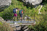 Crossing the stream on the way to the Grand Bec refuge and back - Planay
