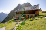 Arriving at the Grand Bec refuge on a return trip - Planay