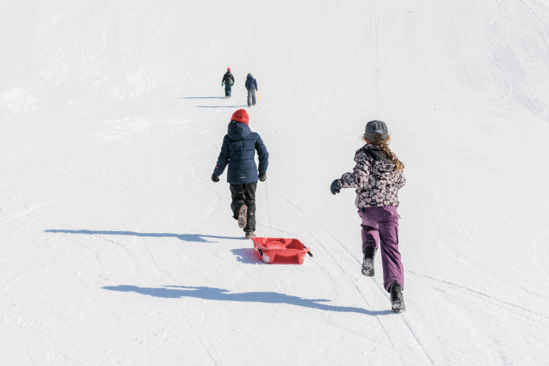 Enfants qui jouent à la luge